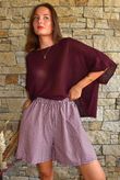 Arbi Gingham Short Aubergine